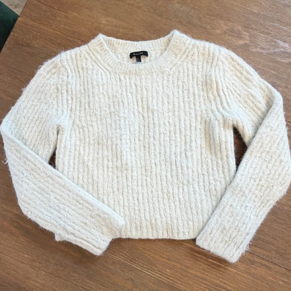 Massimo Dutti Women’s Alpaca Wool Blend Cropped Sweater Size Small Cream